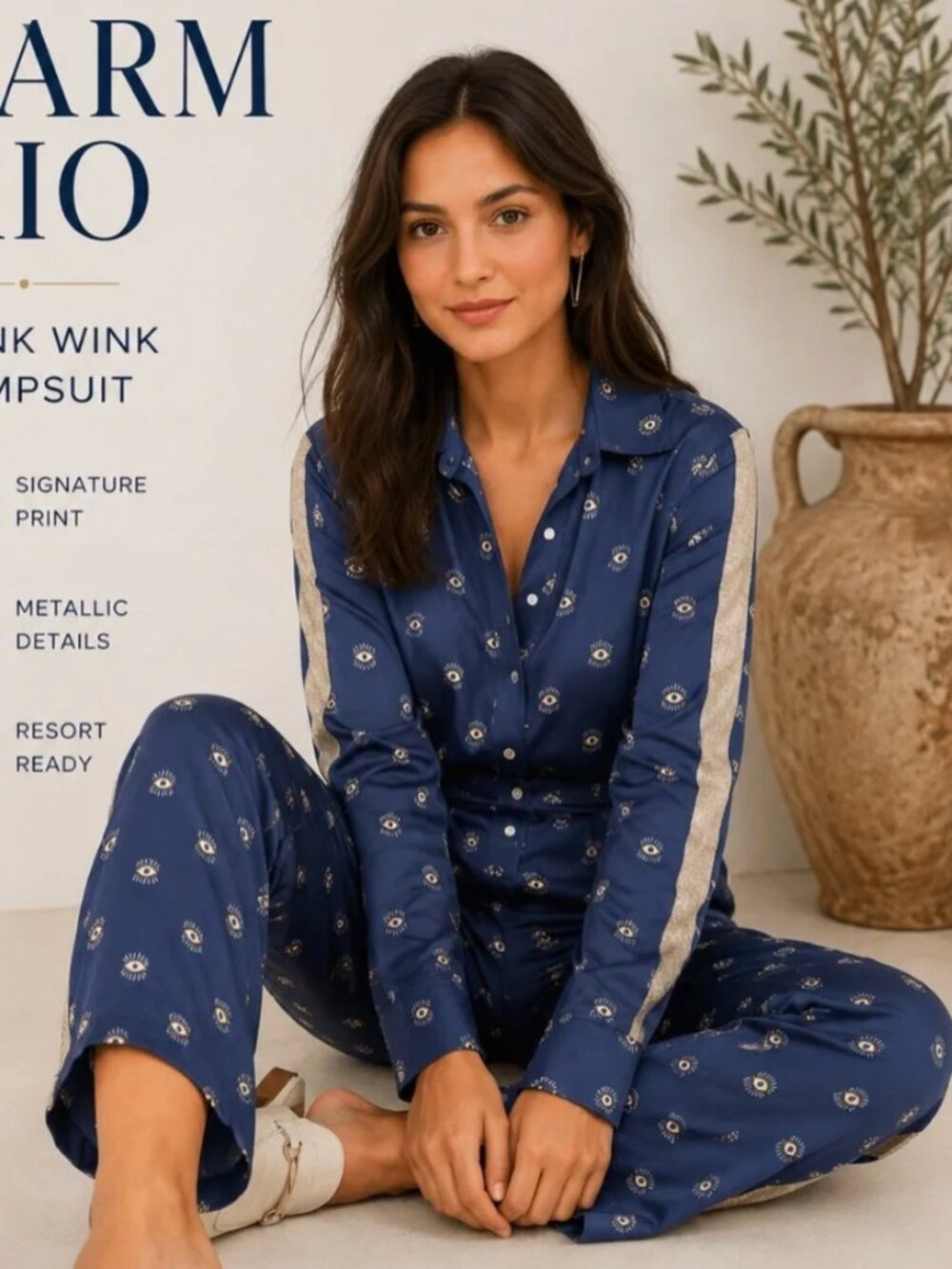 FARM Rio Wink Wink Long-Sleeve Jumpsuit